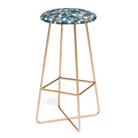 Avenie Abstract Terrazzo Dark Blue Bar Stool
