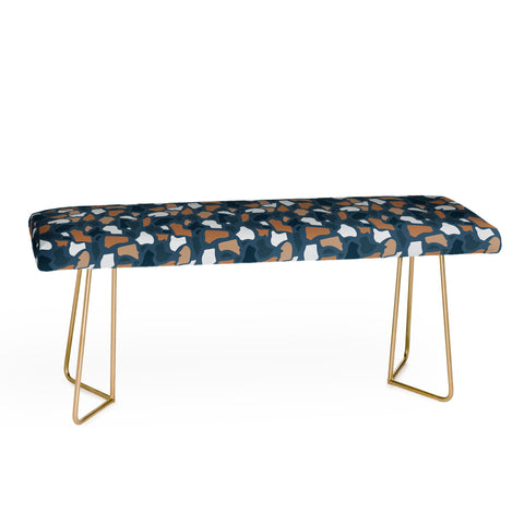 Avenie Abstract Terrazzo Dark Blue Bench
