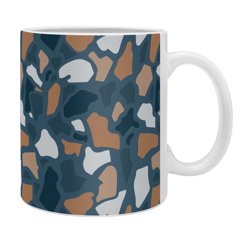 Avenie Abstract Terrazzo Dark Blue Coffee Mug