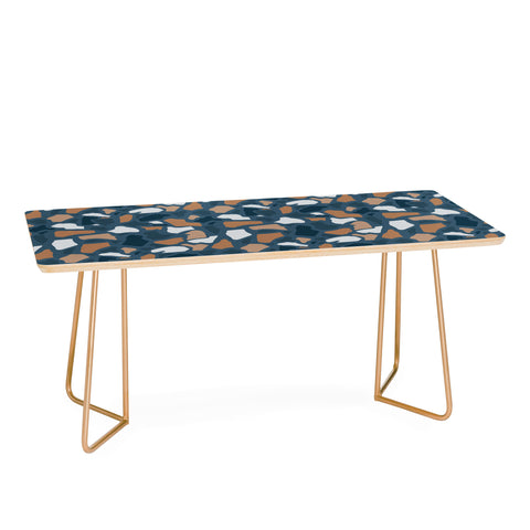 Avenie Abstract Terrazzo Dark Blue Coffee Table