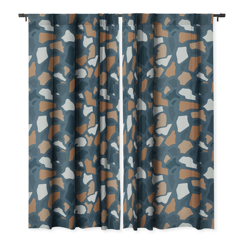 Avenie Abstract Terrazzo Dark Blue Blackout Non Repeat