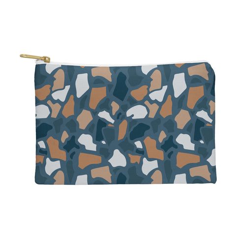 Avenie Abstract Terrazzo Dark Blue Pouch