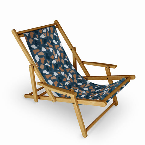 Avenie Abstract Terrazzo Dark Blue Sling Chair