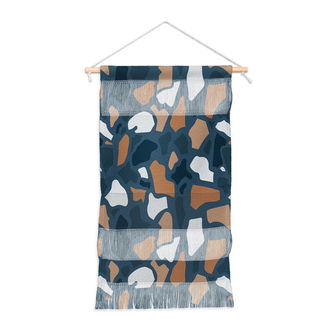 Avenie Abstract Terrazzo Dark Blue Wall Hanging Portrait