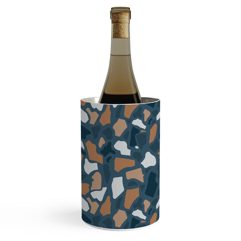 Avenie Abstract Terrazzo Dark Blue Wine Chiller