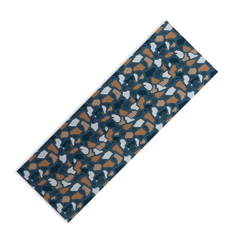 Avenie Abstract Terrazzo Dark Blue Yoga Mat