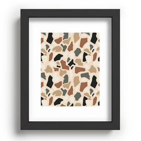 Avenie Abstract Terrazzo Earth Tones Recessed Framing Rectangle