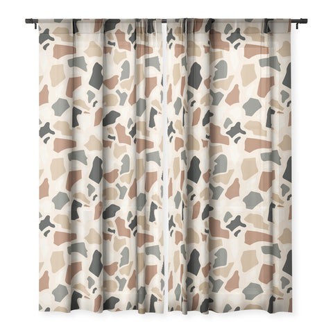 Avenie Abstract Terrazzo Earth Tones Sheer Non Repeat