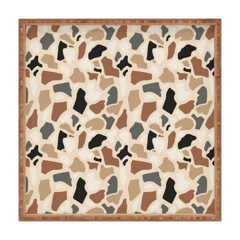 Avenie Abstract Terrazzo Earth Tones Square Tray