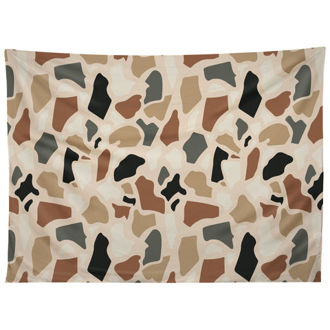Avenie Abstract Terrazzo Earth Tones Tapestry