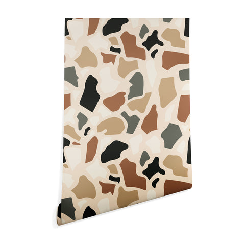 Avenie Abstract Terrazzo Earth Tones Wallpaper