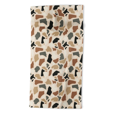 Avenie Abstract Terrazzo Earth Tones Beach Towel