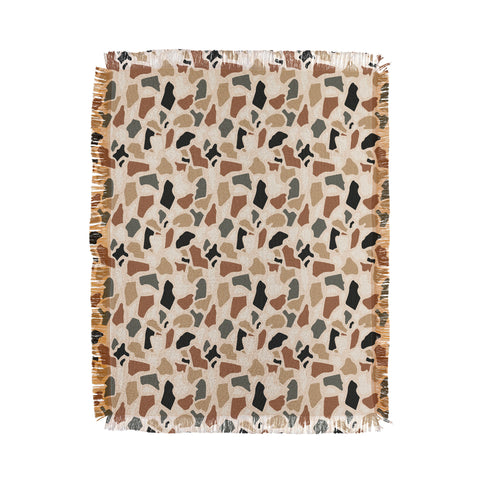 Avenie Abstract Terrazzo Earth Tones Throw Blanket