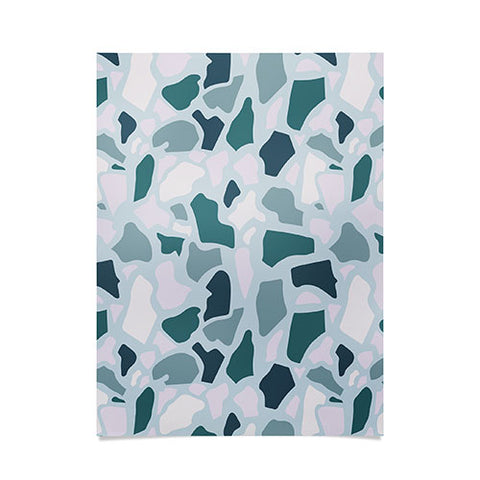 Avenie Abstract Terrazzo Light Blue Poster