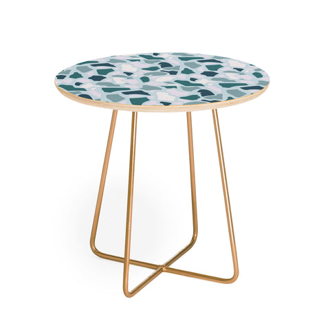 Avenie Abstract Terrazzo Light Blue Round Side Table