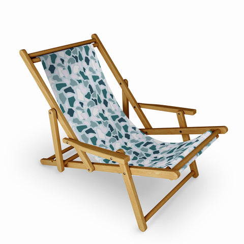 Avenie Abstract Terrazzo Light Blue Sling Chair