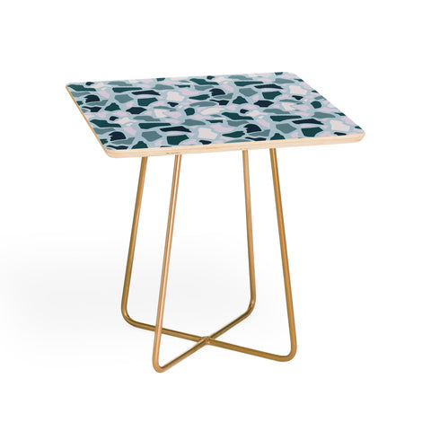 Avenie Abstract Terrazzo Light Blue Side Table