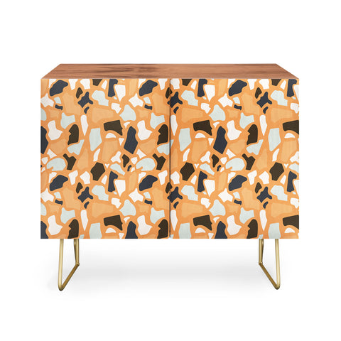 Avenie Abstract Terrazzo Orange Credenza