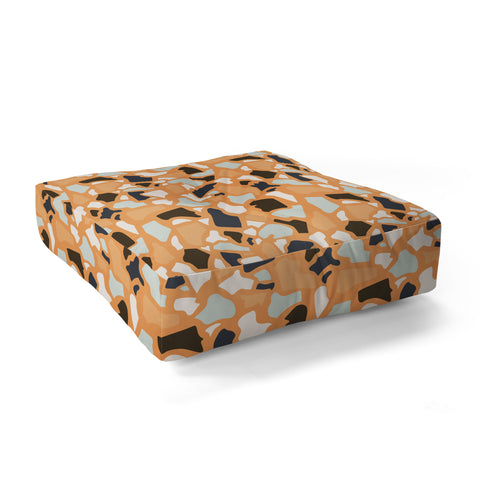 Avenie Abstract Terrazzo Orange Floor Pillow Square