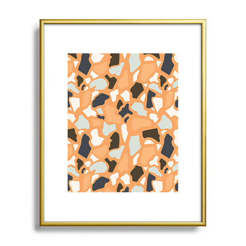 Avenie Abstract Terrazzo Orange Metal Framed Art Print