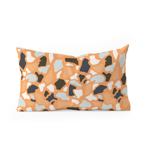 Avenie Abstract Terrazzo Orange Oblong Throw Pillow