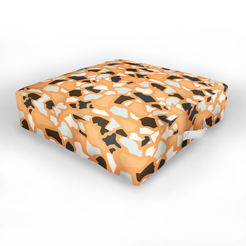 Avenie Abstract Terrazzo Orange Outdoor Floor Cushion