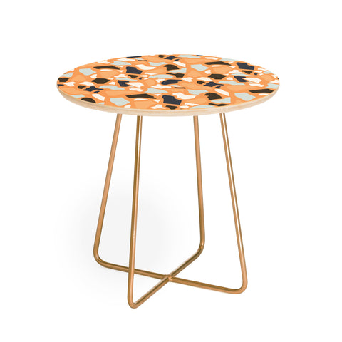Avenie Abstract Terrazzo Orange Round Side Table