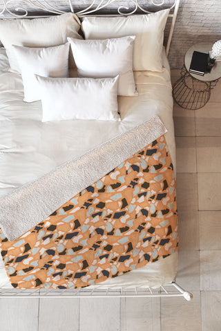 Avenie Abstract Terrazzo Orange Fleece Throw Blanket