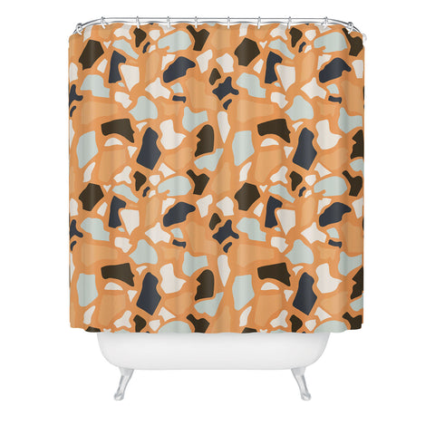 Avenie Abstract Terrazzo Orange Shower Curtain