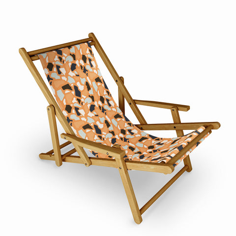 Avenie Abstract Terrazzo Orange Sling Chair