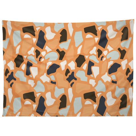 Avenie Abstract Terrazzo Orange Tapestry