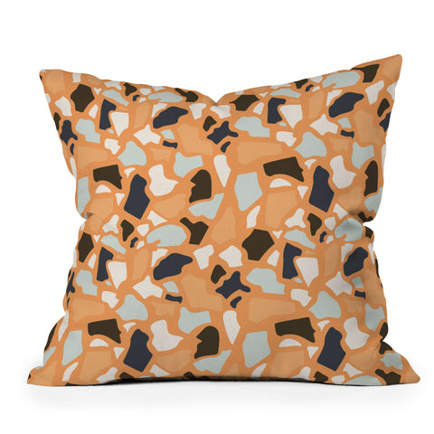 Avenie Abstract Terrazzo Orange Throw Pillow