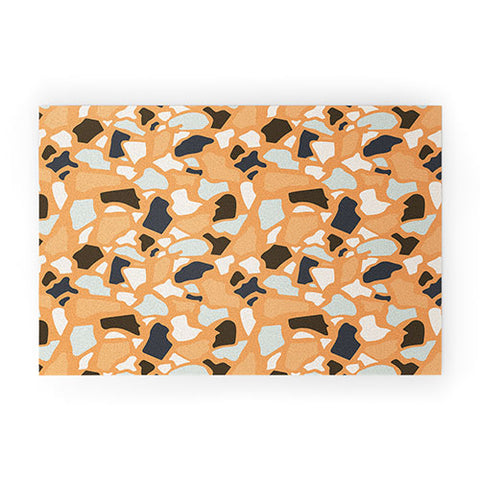 Avenie Abstract Terrazzo Orange Welcome Mat