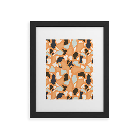 Avenie Abstract Terrazzo Orange Framed Art Print