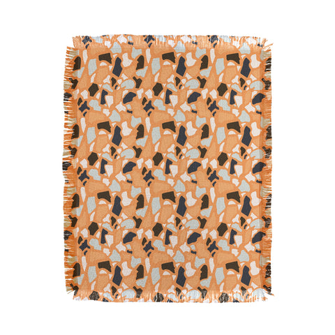 Avenie Abstract Terrazzo Orange Throw Blanket
