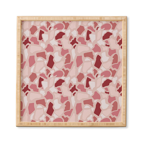 Avenie Abstract Terrazzo Pink Framed Wall Art