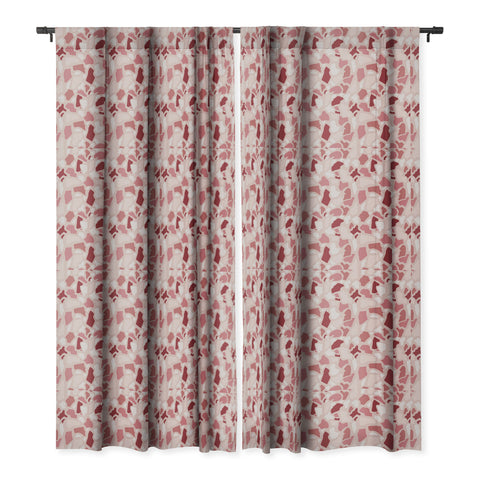 Avenie Abstract Terrazzo Pink Blackout Window Curtain