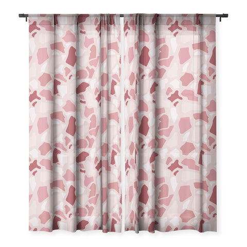 Avenie Abstract Terrazzo Pink Sheer Non Repeat