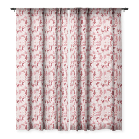 Avenie Abstract Terrazzo Pink Sheer Window Curtain
