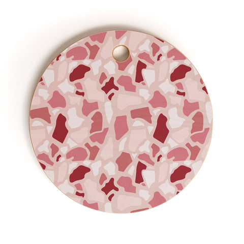 Avenie Abstract Terrazzo Pink Cutting Board Round