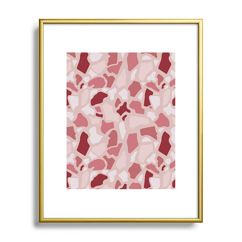 Avenie Abstract Terrazzo Pink Metal Framed Art Print