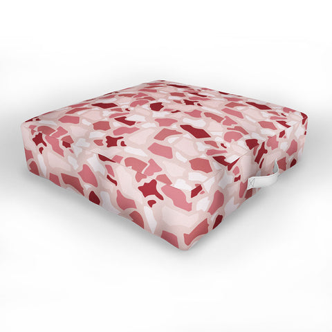 Avenie Abstract Terrazzo Pink Outdoor Floor Cushion