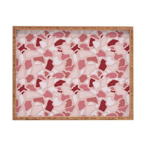 Avenie Abstract Terrazzo Pink Rectangular Tray