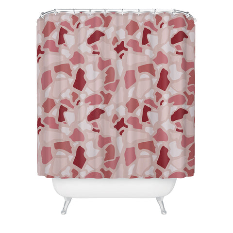 Avenie Abstract Terrazzo Pink Shower Curtain