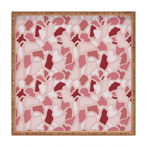 Avenie Abstract Terrazzo Pink Square Tray