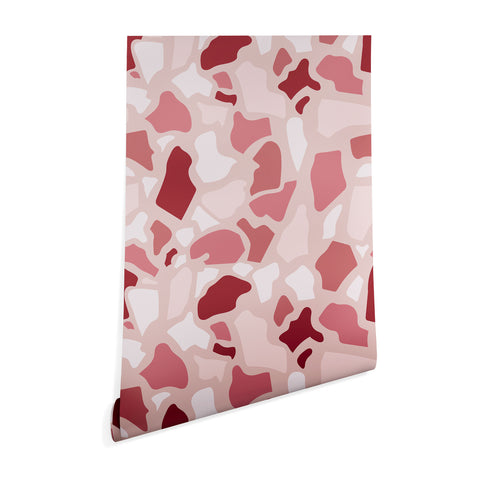 Avenie Abstract Terrazzo Pink Wallpaper