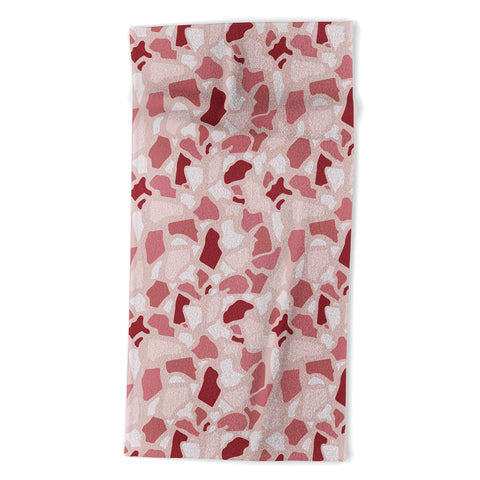 Avenie Abstract Terrazzo Pink Beach Towel
