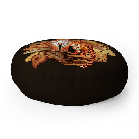 Avenie Autumn Jungle Tiger Floor Pillow Round