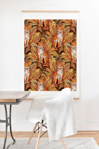 Avenie Autumn Jungle Tiger Pattern Art Print And Hanger