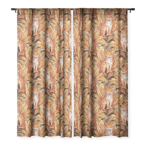 Avenie Autumn Jungle Tiger Pattern Sheer Window Curtain